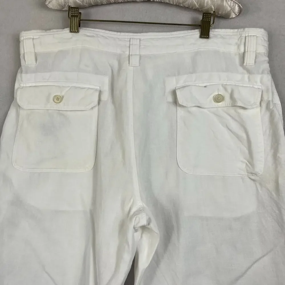 Murano White Linen Straight Leg Pants Men's 40x34